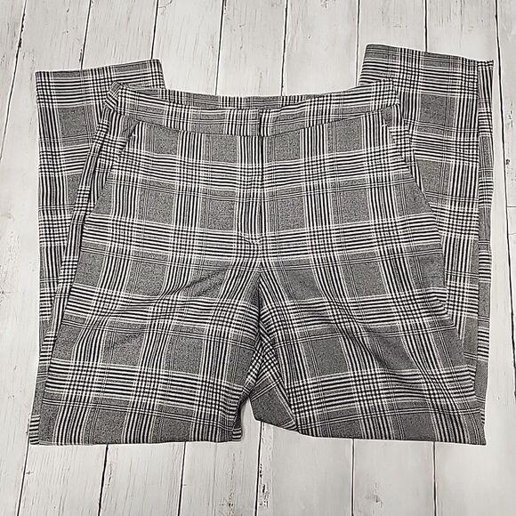 H&M Gray Tartan/Plaid Tailored Ankle Trousers Check Dress Pants Woman’s Size 4 - Picture 3 of 12